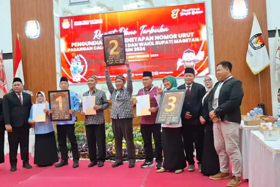 Ini Harapan Masing-Masing Paslon Usai Undian Nomor Urut Pilbup Magetan&nbsp;2024