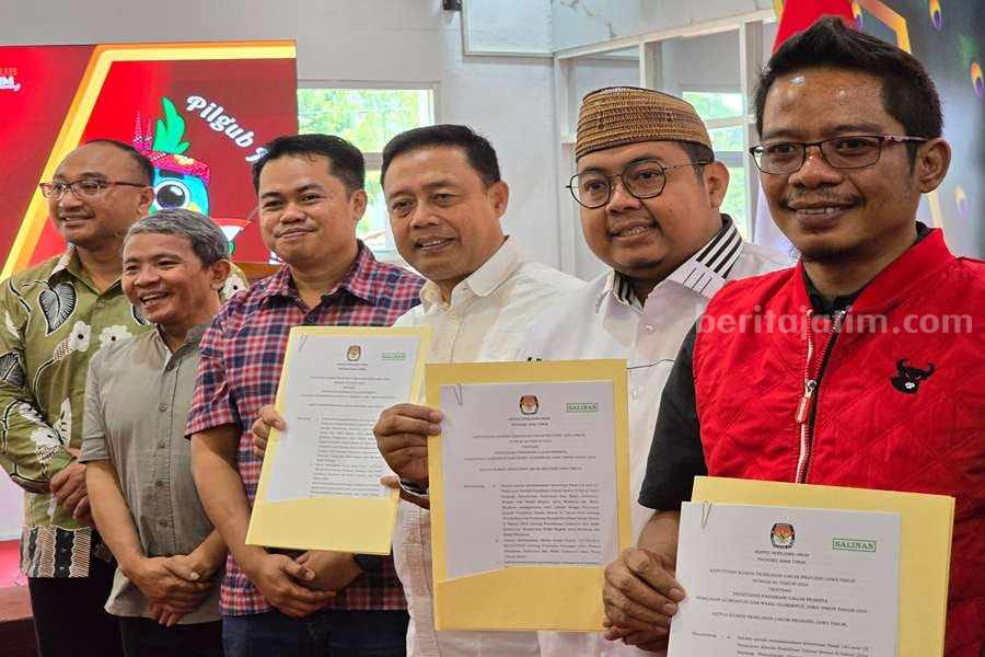 KPU Jatim Tetapkan Tiga Paslon Pilgub, Besok Undian Nomor&nbsp;Urut!